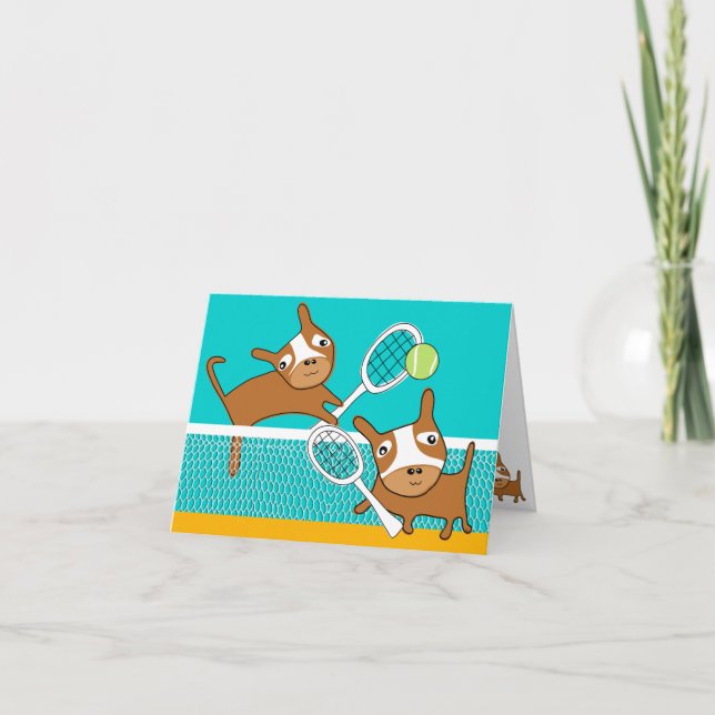Puppy Play Tennis Blank Card 2 Kort (Framsida)