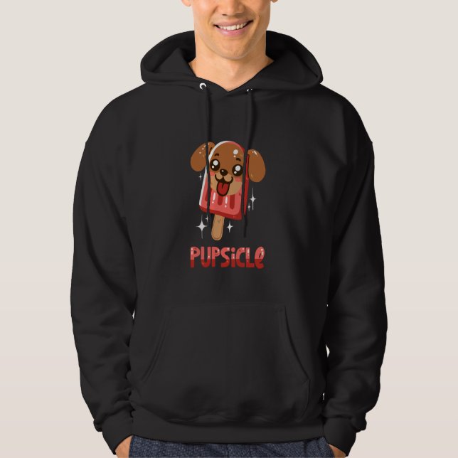 Puppy Popsicle Pun Hoodie (Framsida)