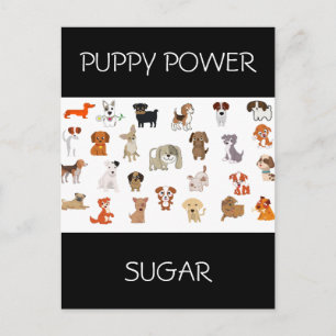 "PUPPY POWER"-vykort med eget namn på valpen. Vykort