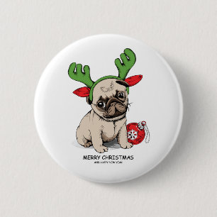 Puppy Pug God jul Knapp