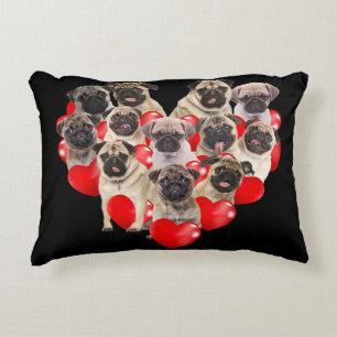 Puppy Pugs Hund Heart   Alla hjärtans dag-gåva Prydnadskudde