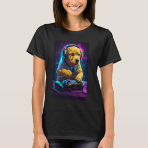 Puppy Rave Techno Stil Golden Lab Gamer med Cont T Shirt
