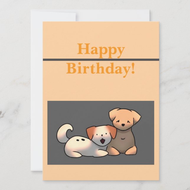 Puppy’s, puppy happy birthday  kort (Framsida)