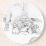 Puppy sandston underlägg<br><div class="desc">Spelande valp som väntar på att någon ska kasta boll</div>