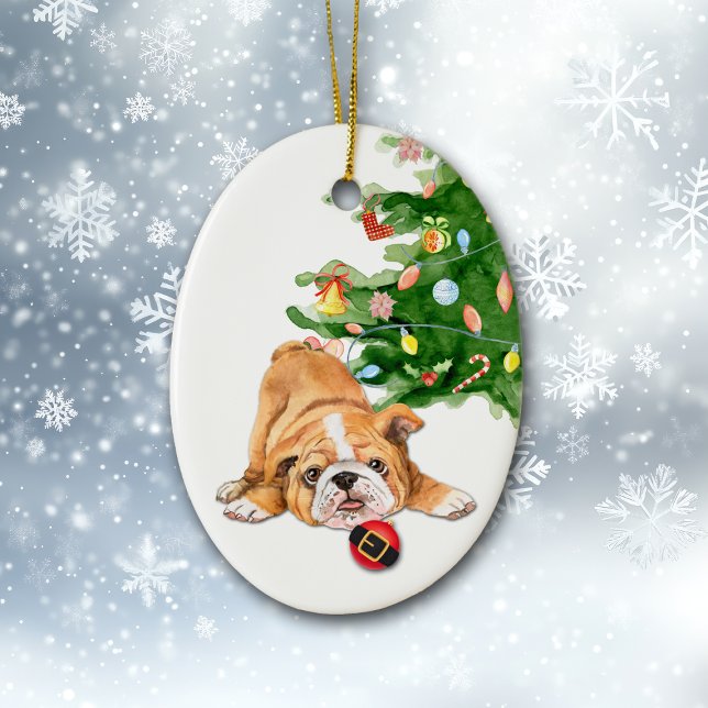 Puppy Santa Bulb Jul Julgransprydnad Keramik (Skapare uppladdad)