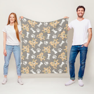 Puppy Scooby-Doo Bone & Paw Print Mönster Fleecefilt
