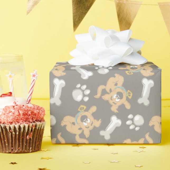 Puppy Scooby-Doo Bone & Paw Print Mönster Presentpapper (Födelsedagsfest)