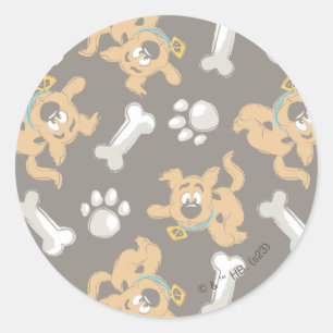 Puppy Scooby-Doo Bone & Paw Print Mönster Runt Klistermärke