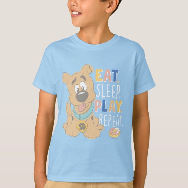 Puppy Scooby-Doo "Eat, Sömn, Spela upp, Upprepa" T Shirt (Framsida)