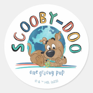 Puppy Scooby-Doo "One Groovy Valp" Runt Klistermärke