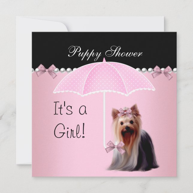 Puppy Shower Cute Hund Rosa 2 Inbjudningar (Framsida)