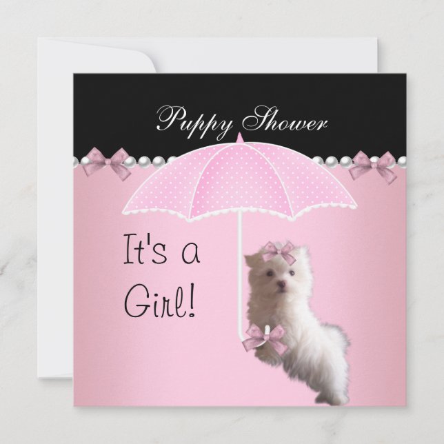 Puppy Shower Cute Hund Rosa Inbjudningar (Framsida)
