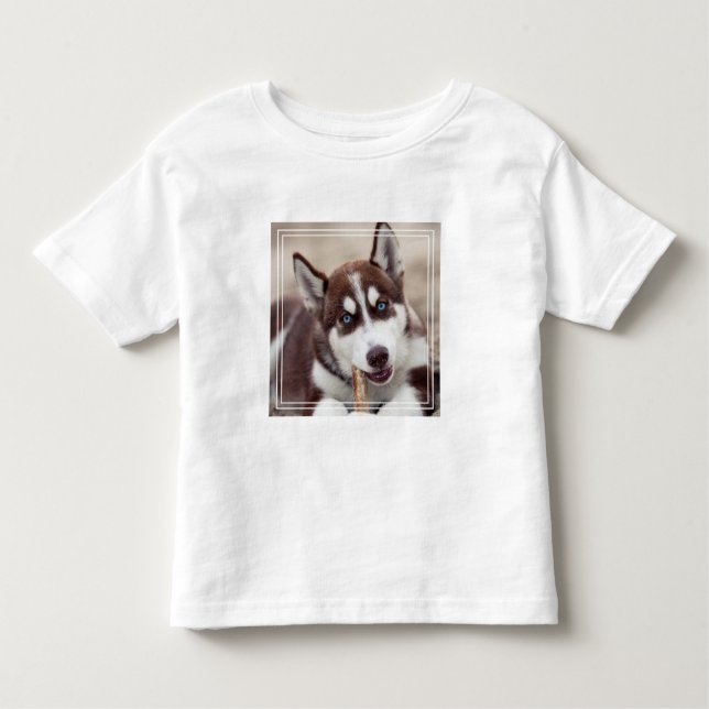 Puppy Siberian husky vid stranden T Shirt (Framsida)