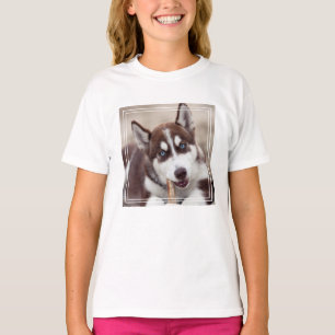 Puppy Siberian husky vid stranden T Shirt