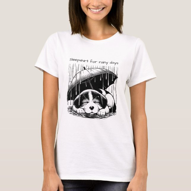 Puppy Sleepshirt for rainy days Napping Pajamas T Shirt (Framsida)