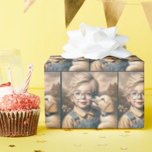 Puppy Slickar Boy's Ansikte Presentpapper