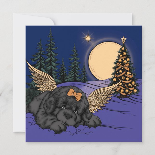 Puppy Snö Angel Julkort (Framsida)