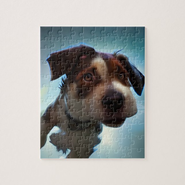 Puppy som springer i rymden Jigszons puzzle Pussel (Vertikal)