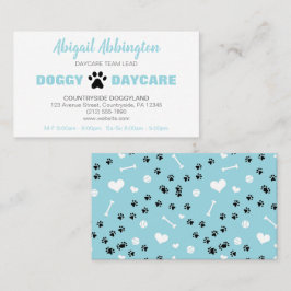 Puppy Springa Blue Doggy Daycare Affärskort Visitkort