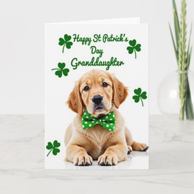Puppy St Patricks Day-dottersonkort Kort (Framsida)