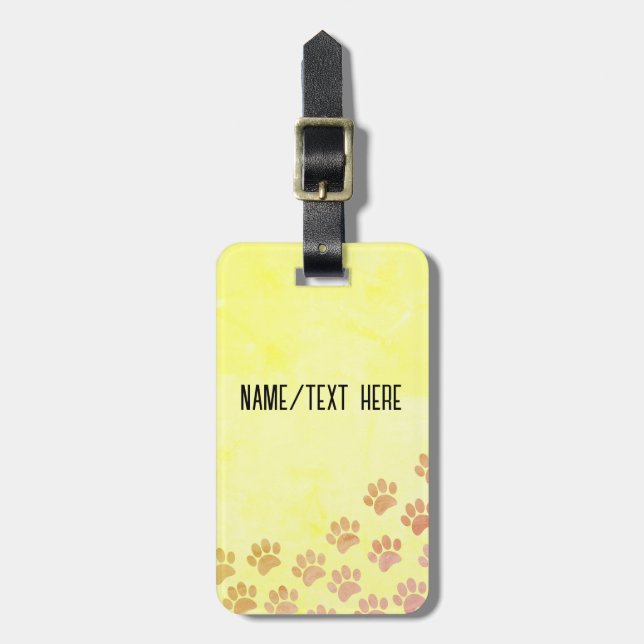 Puppy Tass avtryck Gammalt Pappert eget namn Bagagebricka (Vertikal Framsida)