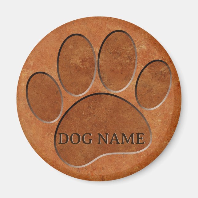 Puppy Tass Faux Terracotta Skriv ut eget namn Magnet (Framsidan)