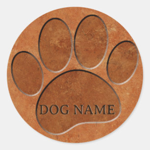 Puppy Tass Faux Terracotta Skriv ut eget namn Runt Klistermärke