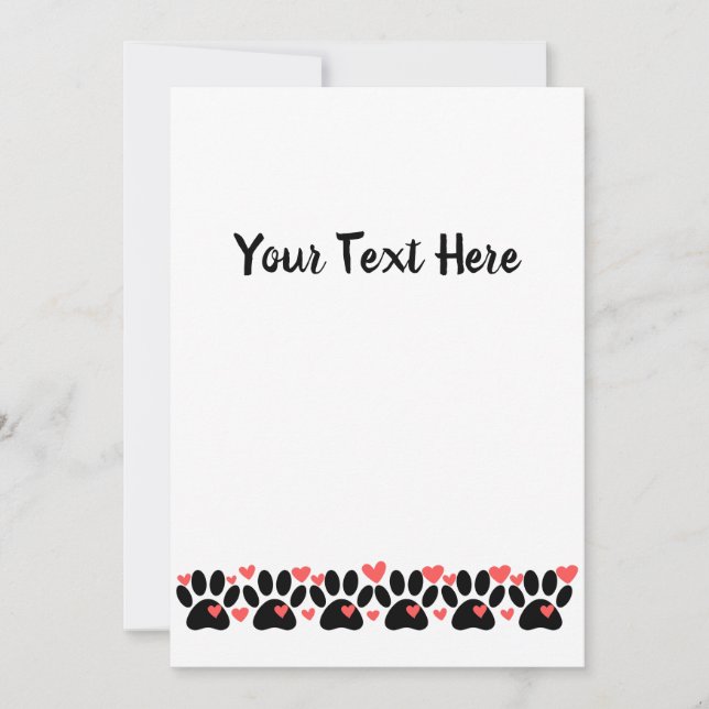 Puppy Tass och Red Hearts Strip Inbjudningar (Framsida)