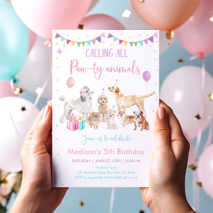Puppy Tass-ty Animal Birthday Inbjudningar