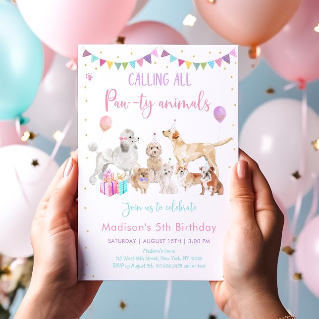 Puppy Tass-ty Animal Birthday Inbjudningar (Skapare uppladdad)