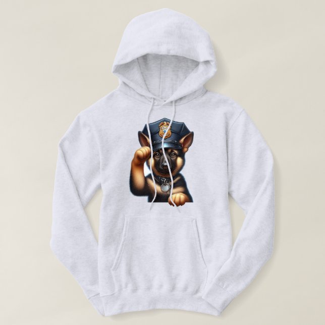 Puppy, tryckt som polis med lucka och bricka hoodie (Design framsida)