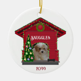 Puppy Upload Photo Decorated Hund House-jul Julgransprydnad Keramik