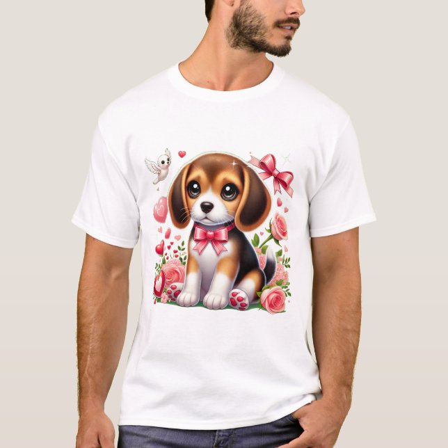 Puppy Valentine 009 T Shirt (Framsida)