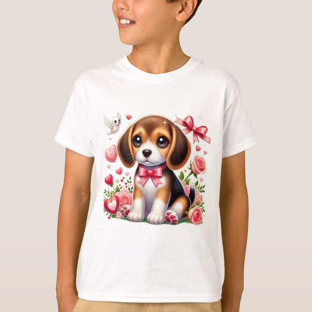 Puppy Valentine 009 T Shirt (Framsida)