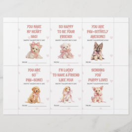 Puppy Valentine’s Day Cards for Kids Classroom Brevhuvud