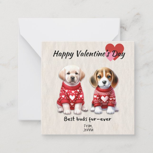 Puppy Valentines dagskort Anteckningskort (Framsida)