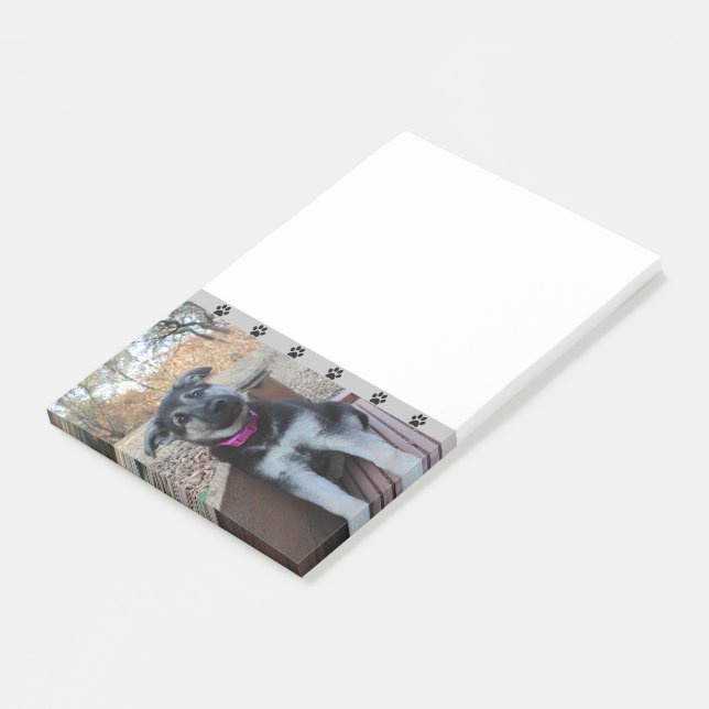 Puppy Waits på Trappor Post-it Notes Block (Vinklad)