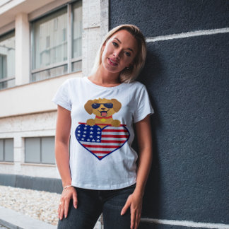 Puppy Wisslass USA flagga Heart Unisex T Shirt