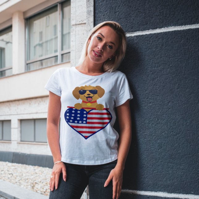 Puppy Wisslass USA flagga Heart Unisex T Shirt (Skapare uppladdad)