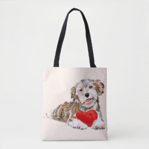 Puppy with Heart Gift Tote Bag Tygkasse