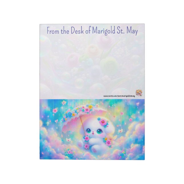 Puppy with Umbrella Notepad Anteckningsblock (Roterad)