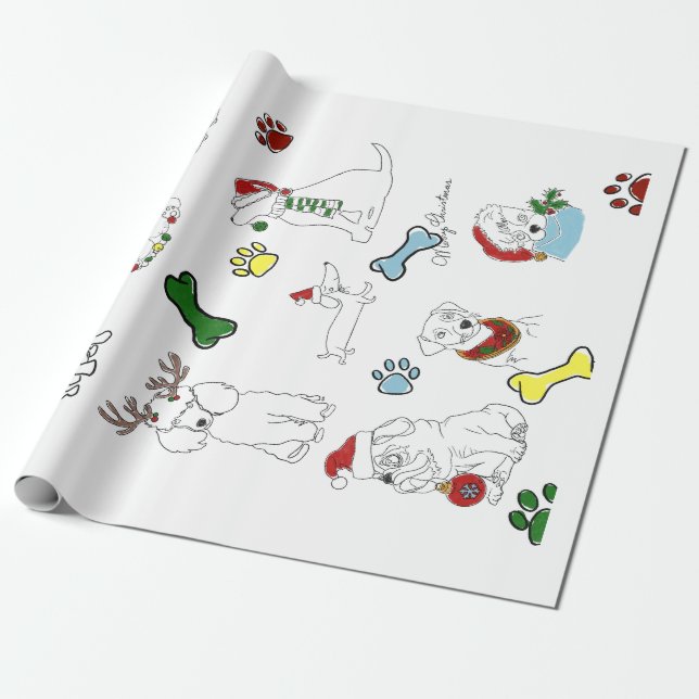 PUPPY XMAS WRAPPING PAPER PRESENTPAPPER (Utrullad)