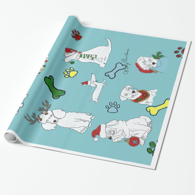 PUPPY XMAS WRAPPING PAPER  PRESENTPAPPER (Utrullad)