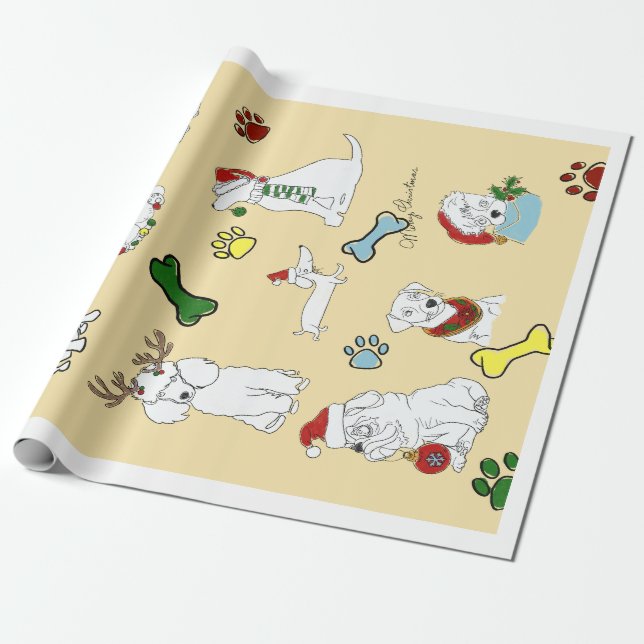 PUPPY XMAS WRAPPING PAPER PRESENTPAPPER (Utrullad)