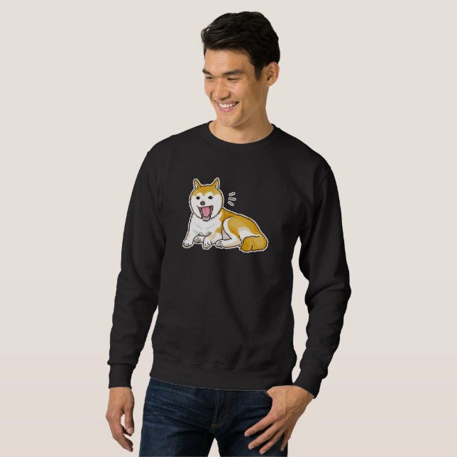Puppylike Shiba Inu Hund Pixelart Lång Ärmad Tröja (Hel framsida)