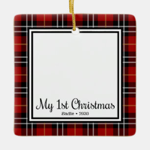 Puppys första jul 2-foto julgransprydnad keramik