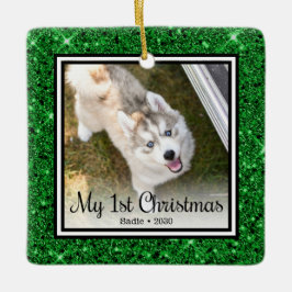 Puppys första jul 2-foto julgransprydnad keramik
