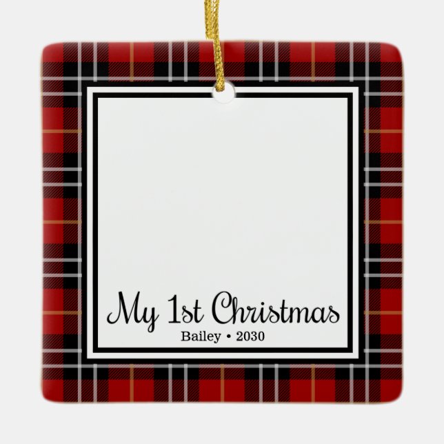 Puppys första jul julgransprydnad keramik (Framsida)