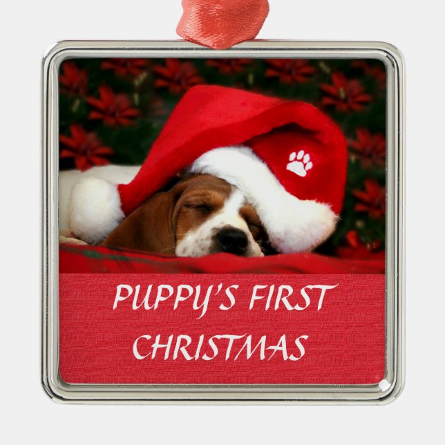 Puppys första jul julgransprydnad metall (Framsidan)