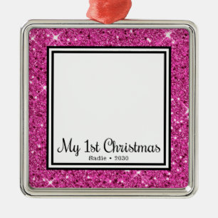 Puppys första julfoto julgransprydnad metall